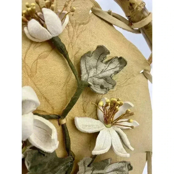 VTG Leather Cutout Floral Dream Catcher Native American Signed CL Rice 1990 - Picture 4 of 16